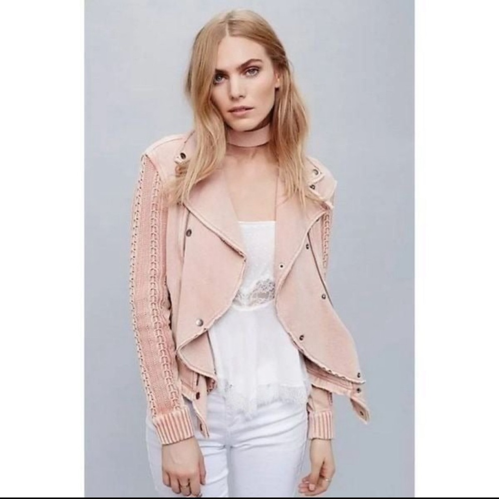 EUC Free People Unicorn Cotton Moto Jacket LARGE Feminine Bikercore